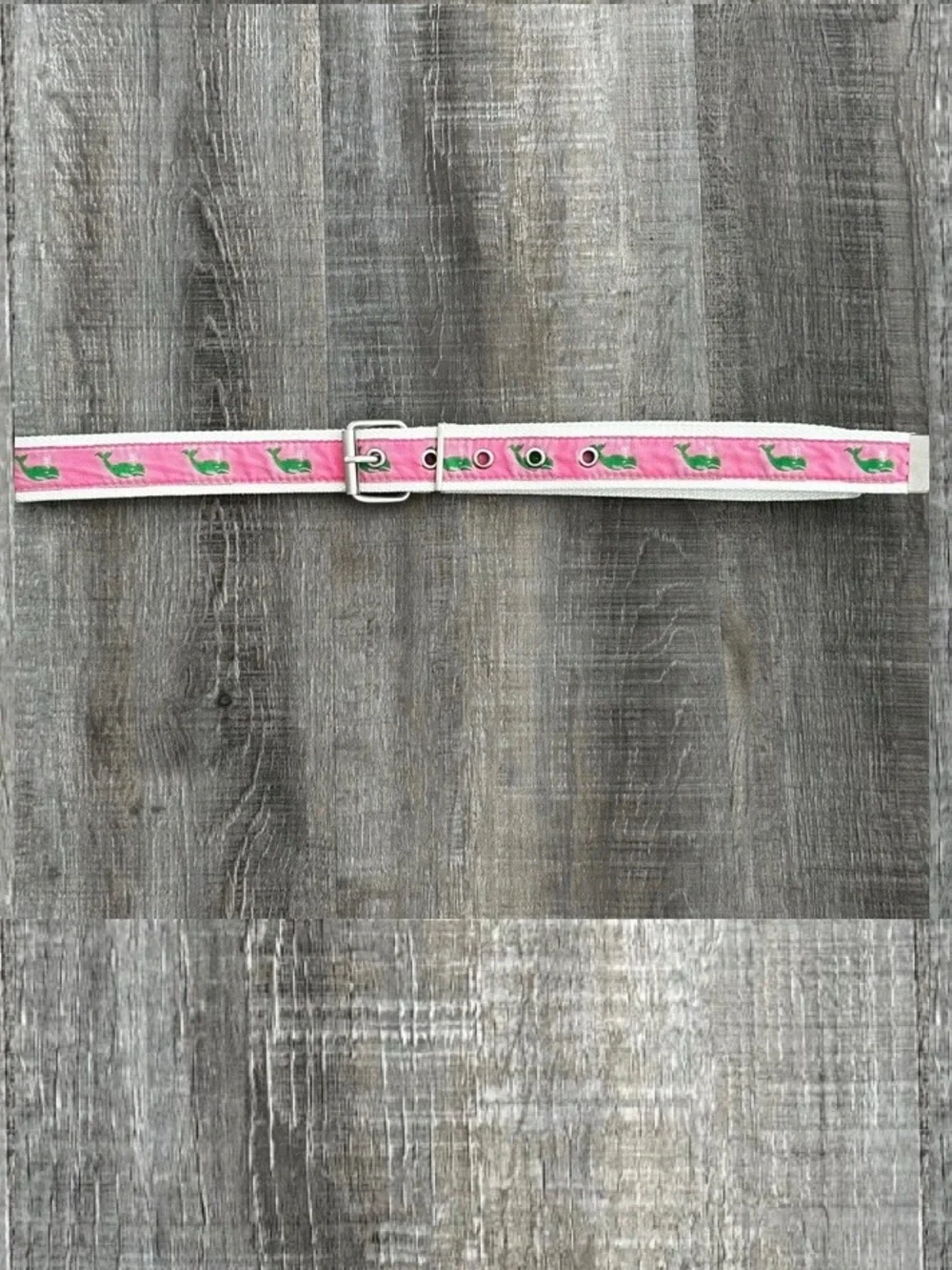 Women’s 34” Vintage Y2K 2000’s Pink & White Skater Belt with Green Whales